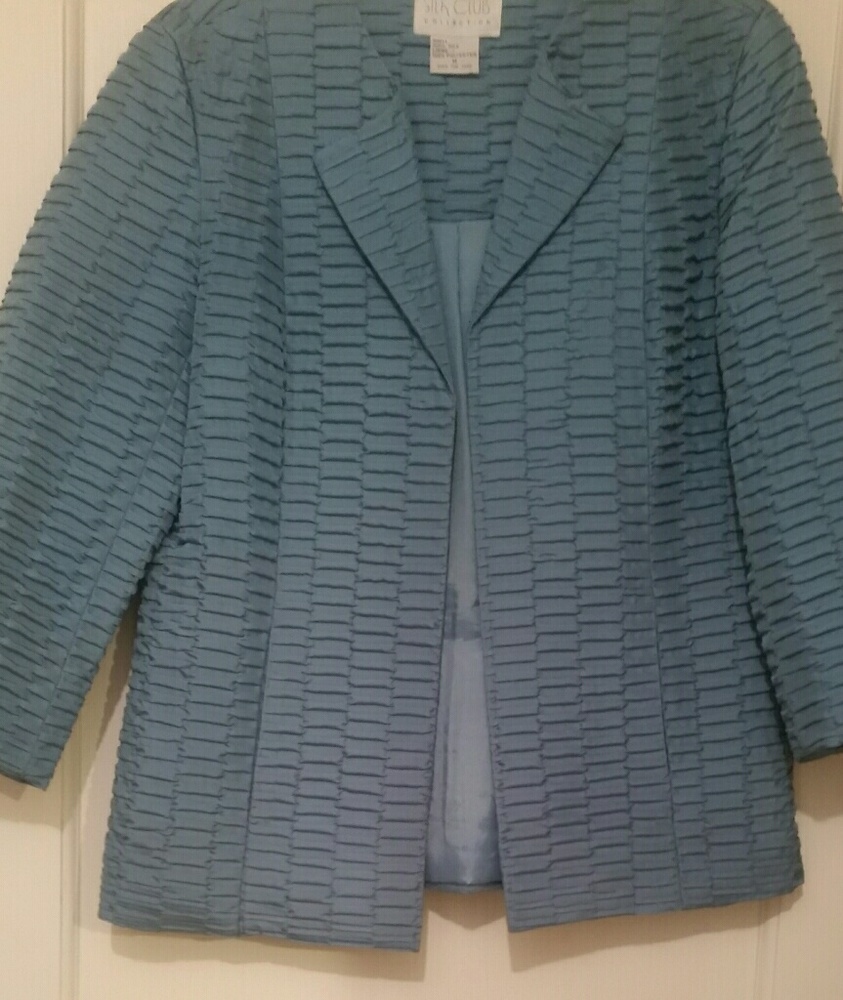 **LADIES SILK LT BLUE DRESS JACKET**(M)